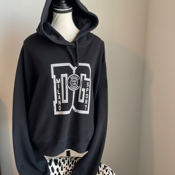 Dolce and Gabbana Black Cropped Sweatshirt SZ L - Picture 12 of 13